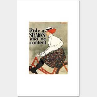 Ride a STEARNS and Be Content Bicycle Advertisement Vintage Cycle Posters and Art